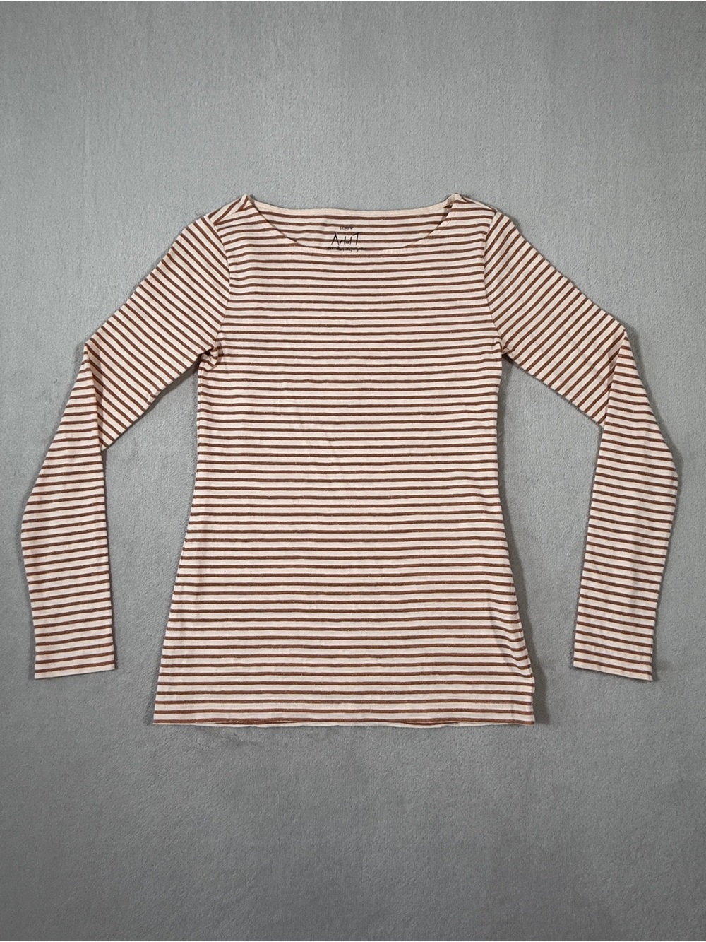 J. Crew Top Womens Extra Small Cream Metallic Striped Long Sleeve Crewneck